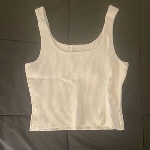 Quince Cropped Square Neck Ribbed Knit Tank